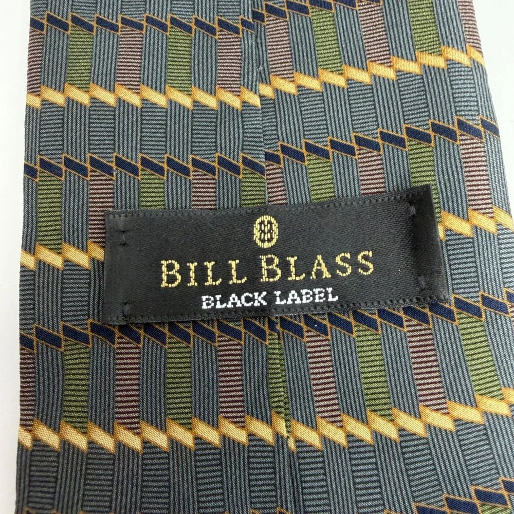 Bill Blass Black Label Silk Tie Geometric Pattern Men's Necktie‎